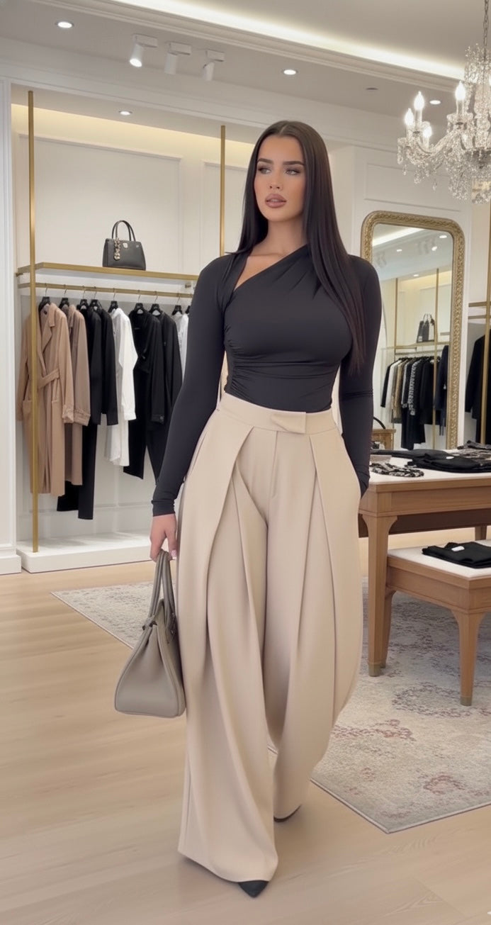 pantalon palazzo taille haute femme