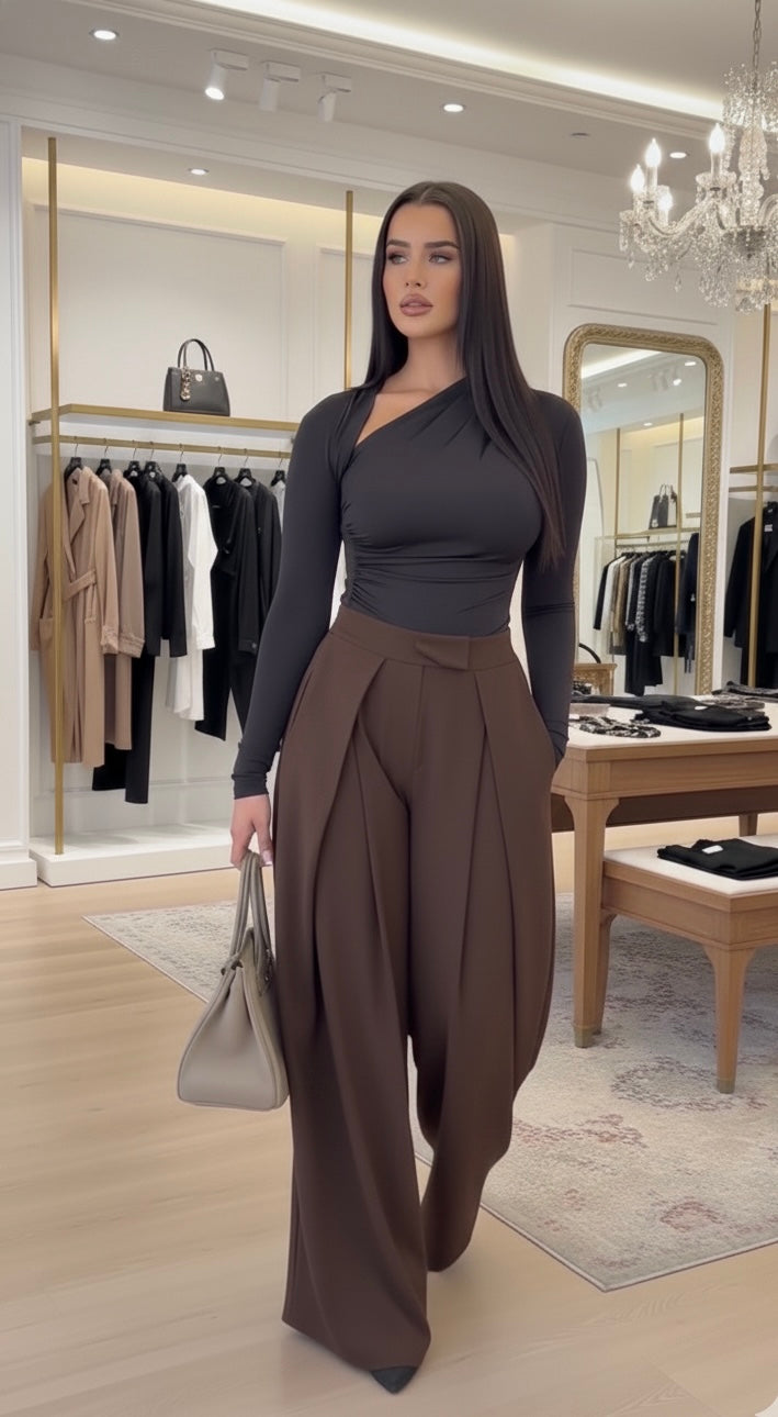 pantalon palazzo taille haute femme