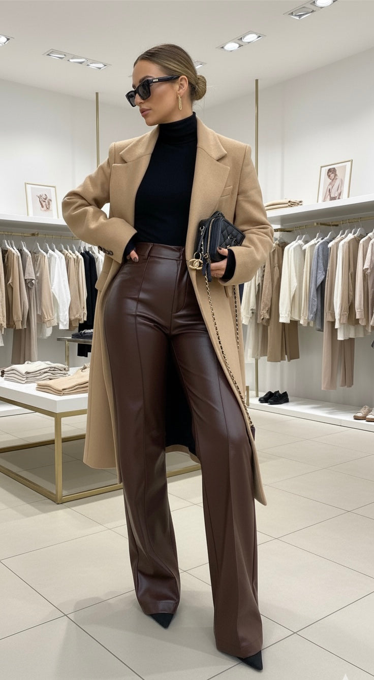 pantalon élégant femme en cuir