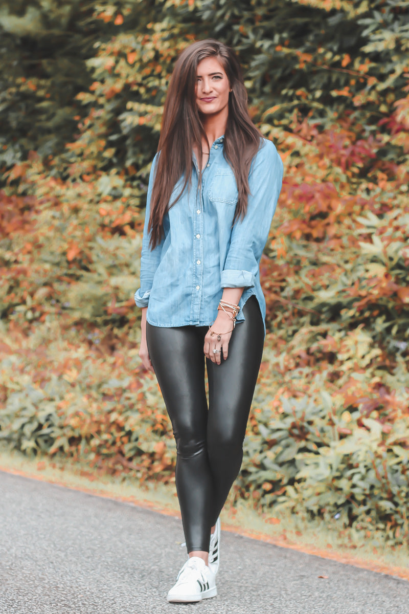 pantalon legging en cuir